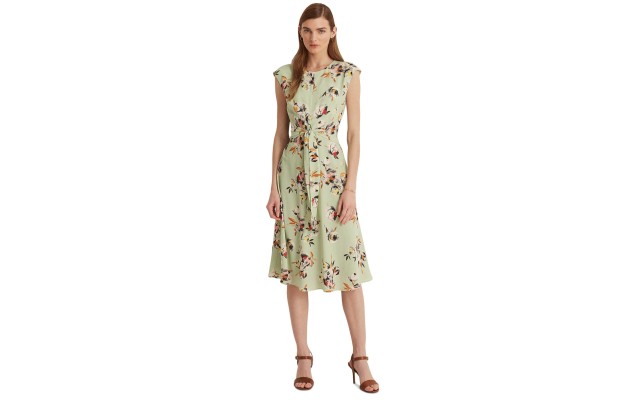 LAUREN  Floral Bubble Crepe Dress, 10