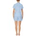  Grosgrain-Ribbon Trim Boxer Shorts Pajamas Sets, Blue, X-Large (16-18