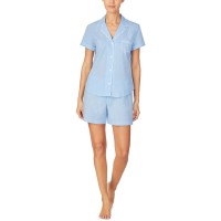 Lauren Ralph Lauren Grosgrain-Ribbon Trim Boxer Shorts Pajamas Sets, Blue, X-Large (16-18