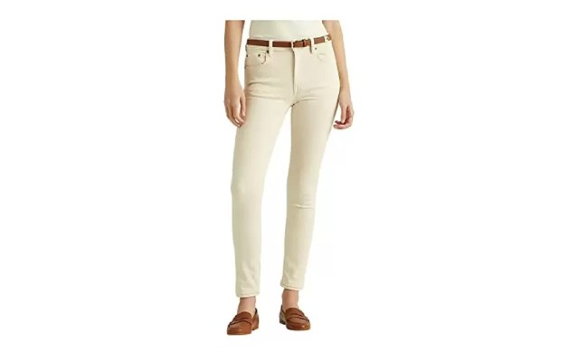  High-Rise Skinny Ankle Jeans 14, Beige