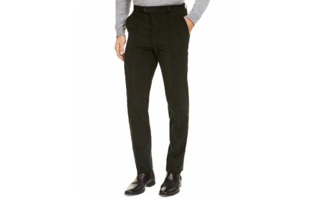  Men’s Classic-Fit Stretch Corduroy Performance Pants – Green, 38×30