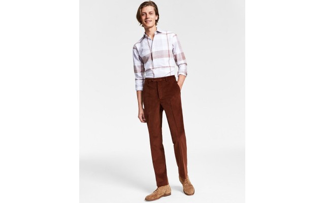  Men’s Classic-Fit Stretch Corduroy Performance Pants – Vicuna, 33×30