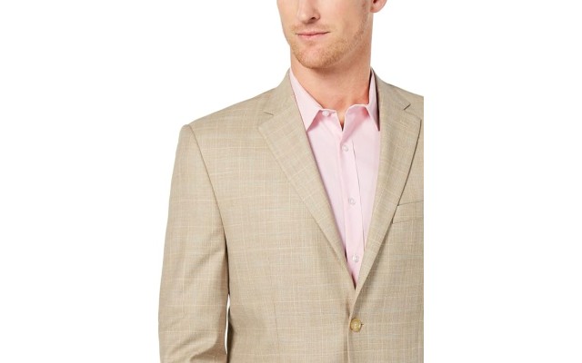  Mens Lexington Plaid Blazer Sportcoat Tan/Blue