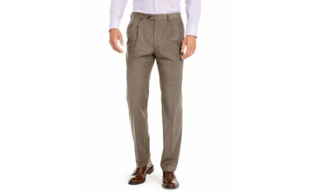  Men’s Wool Blend Classic-Fit UltraFlex Stretch Dress Pants, Tan, 36×32