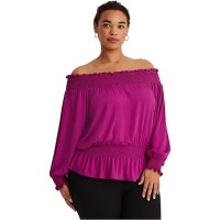 Lauren Ralph Lauren Off-the-shoulder Balloon Sleeve Top, French Orchid, XX-Large
