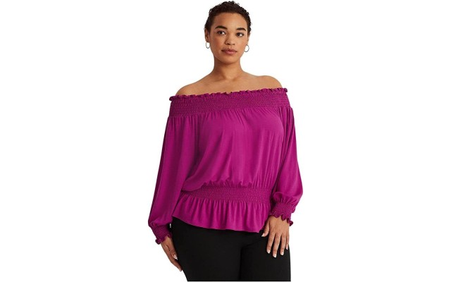  Off-the-shoulder Balloon Sleeve Top, French Orchid, XX-Large