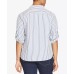  Plus Size Striped Roll-Tab Shirt, White/Indigo, 3X