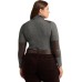  Plus Size Ribbed Elbow-Patch Turtleneck, Grey Heather, 3X