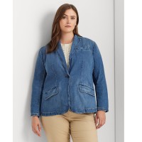 Lauren Ralph Lauren Plus Size One-Button Denim Blazer – City Blue Wash, 20W