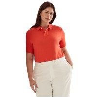 Lauren Ralph Lauren Plus Size Stretch Cotton-blend Blouses, Orange, 1X
