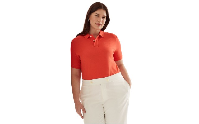  Plus Size Stretch Cotton-blend Blouses, Orange, 1X