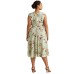 LAUREN Ralph Lauren Plus-Size Floral Bubble Crepe Dress ,18w, Green