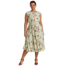 LAUREN Ralph Lauren Plus-Size Floral Bubble Crepe Dress ,18w, Green