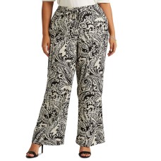 Lauren Ralph Lauren Plus-Size Paisley-Print Crepe Polo Black/Cream, 3X Plus