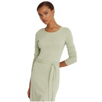 LAUREN Ralph Lauren Ribbed Long Sleeve Dress, Medium, Green