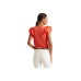  Ruffle-sleeve Slub Jersey T-Shirt, Hyannis Port Orange, X-Large