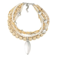 Lauren Ralph Lauren Silvertone Muilti-Row Pendant Necklace
