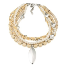 Lauren Ralph Lauren Silvertone Muilti-Row Pendant Necklace