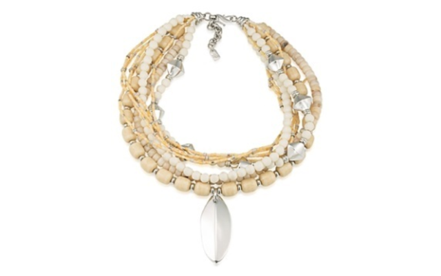  Silvertone Muilti-Row Pendant Necklace