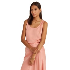 Lauren Ralph Lauren Sleeveless Satin Blouse Rose Tan S