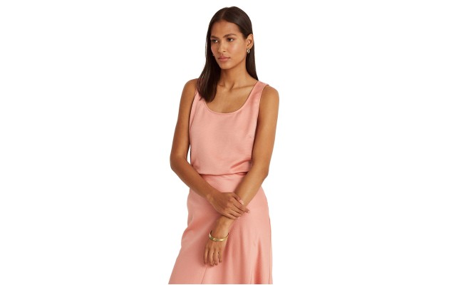 Lauren Ralph Lauren Sleeveless Satin Blouse Rose Tan S