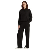 Lauren Ralph Lauren Thermal Waffle-knit Sweatshirt Polo Black Medium