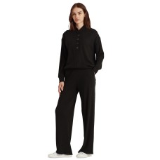 Lauren Ralph Lauren Thermal Waffle-knit Sweatshirt Polo Black Medium