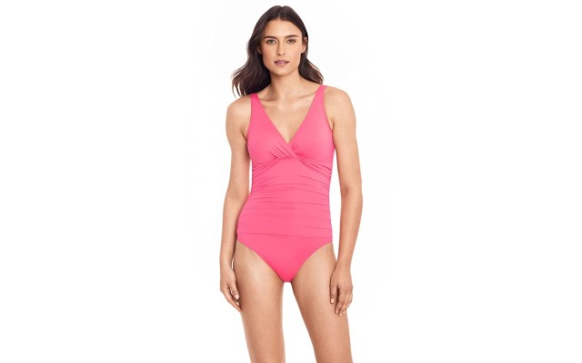  Underwire Tummy-Control One-Piece Swimsuit,Pink, Size:0