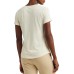  Womens Beaded-Logo Cotton Blend-Jersey Tee, Mascarpone Cream, Large