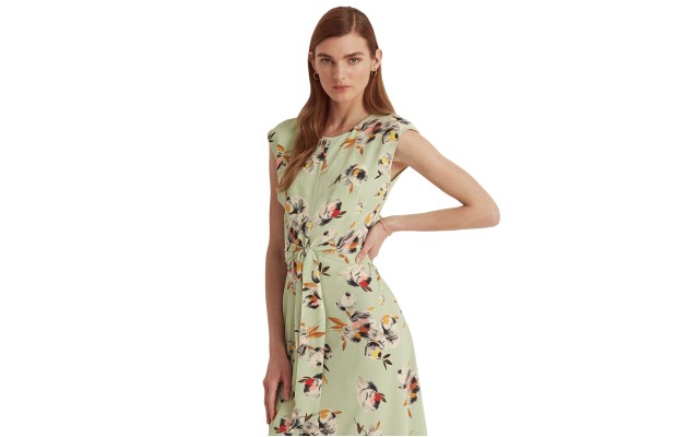 Lauren Ralph Lauren Women’s Floral Bubble Crepe Dress (12, Sage/Pink Multi)
