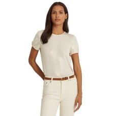 Lauren Ralph Lauren Women’s Foiled Jersey T-Shirt, Mascarpone Cream, XX-Large