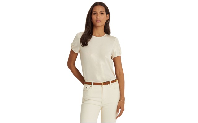  Women’s Foiled Jersey T-Shirt, Mascarpone Cream, XX-Large