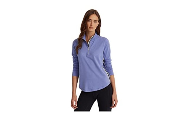  Womens Jersey Quarter-zip Pullover, Light Blue,  X-Large