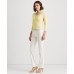 Lauren  Womens Lace-trim Henley Top, Yellow, Small