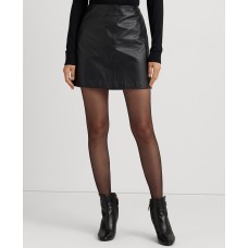 Lauren Ralph Lauren Women’s Leather Pencil Miniskirt – Black, 8