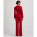  Women’s Logo-Trim Jersey Wide-Leg Jumpsuit, Martin Red, XS