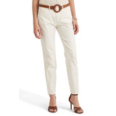 Lauren Ralph Lauren Womens Petite Stretch Chino Ankle Pants, White, 12P