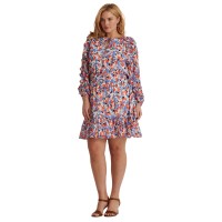 Lauren Ralph Lauren Women’s Plus Floral Georgette Dress (20W, Blue/Orange)
