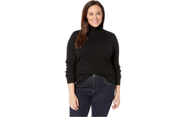  Womens Plus Size Turtleneck Sweater, Black, 3X