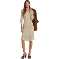 Lauren Ralph Lauren Women’s Pointelle-Knit Dress, Explorer Sand, X-Large