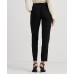  Women’s Satin-Stripe Wool Crepe Straight Pants – Black, 10