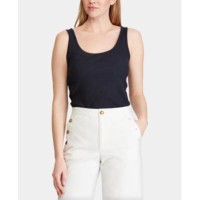 Lauren Ralph Lauren Womens Sleeveless Ribbed Tank Top, Navy, X-Large