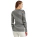  Womens Striped Snap-Trim Long-Sleeve Top, Black, X-Large