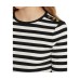  Womens Striped Snap-Trim Long-Sleeve Top, Black, X-Large