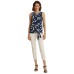  Women’s Tie-Front Sleeveless Top, Navy, S