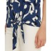  Women’s Tie-Front Sleeveless Top, Navy, S