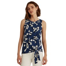 Lauren Ralph Lauren Women’s Tie-Front Sleeveless Top, Navy, S
