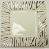 Laurie Gates Dinner Plates Square,I Ivory/Grey, 10.5×10.5