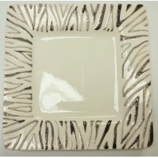 Laurie Gates Dinner Plates Square,I Ivory/Grey, 10.5×10.5