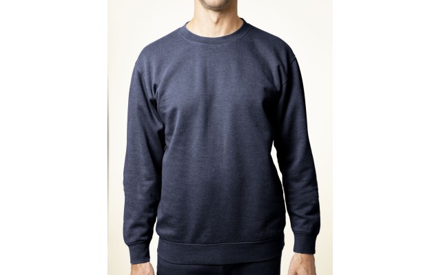 Men’s Crewneck Burnout Fleece Knit Sweatshirt, Navy, XX-Large